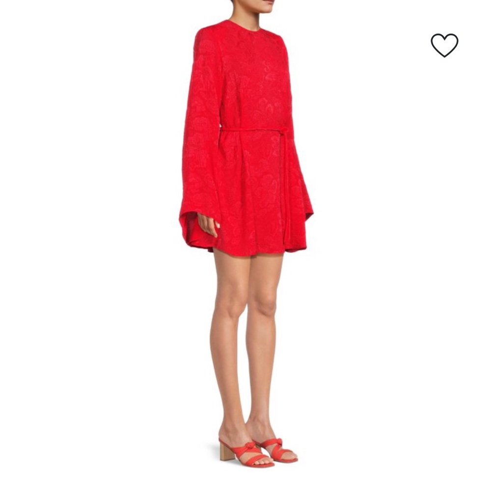New | STELLA MCCARTNEY Delia Floral Embossed Silk Dress Red 46